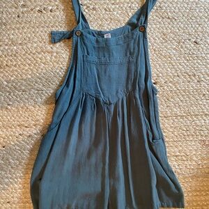 Blue Sleeveless linen Overalls
